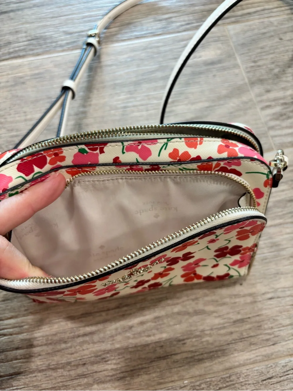 Kate Spade KG471 Staci Sunny Floral Dual Zip Around Crossbody Pink Multi